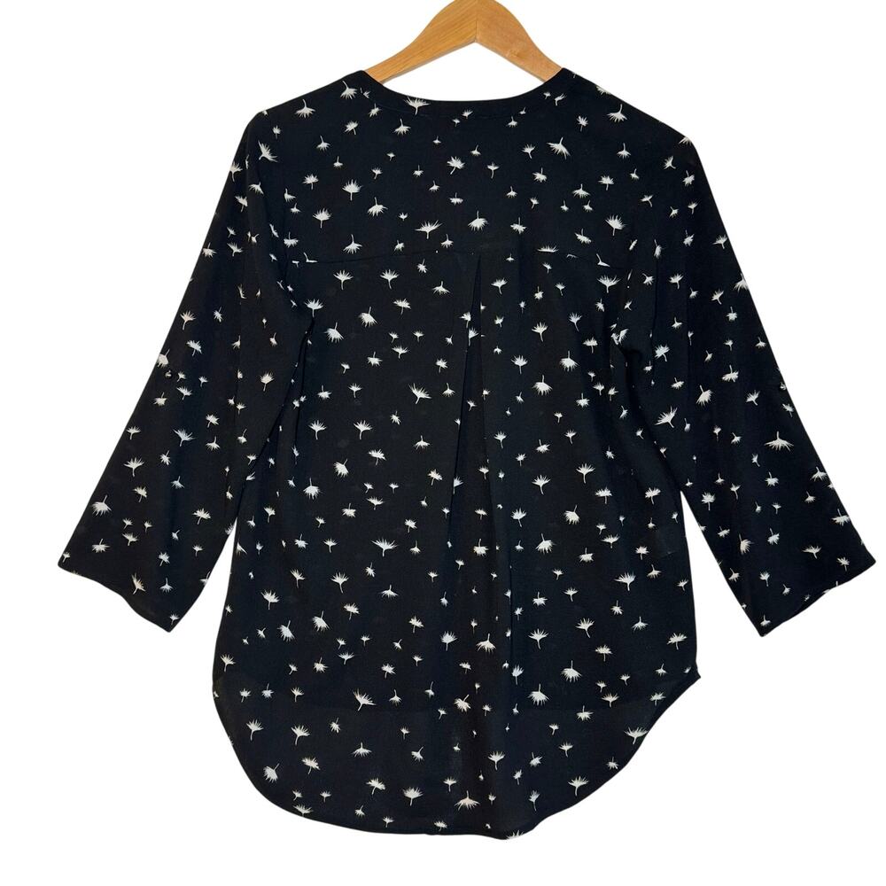 Daniel Rain Semi Sheer Blouse Quarter Sleeve V Neck Office Career Small Black - Picture 2 of 12